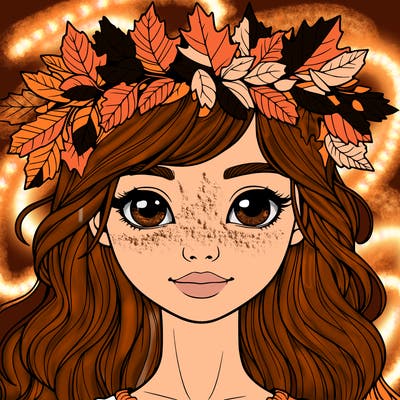 realistic girl with fall leaf crown