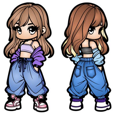 girl in crop top and baggy pants