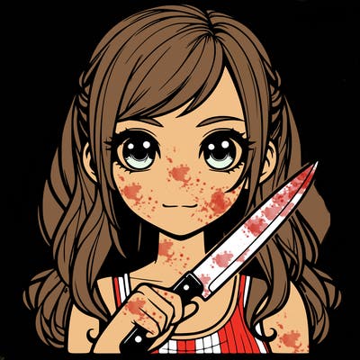 realistic girl holding a knife