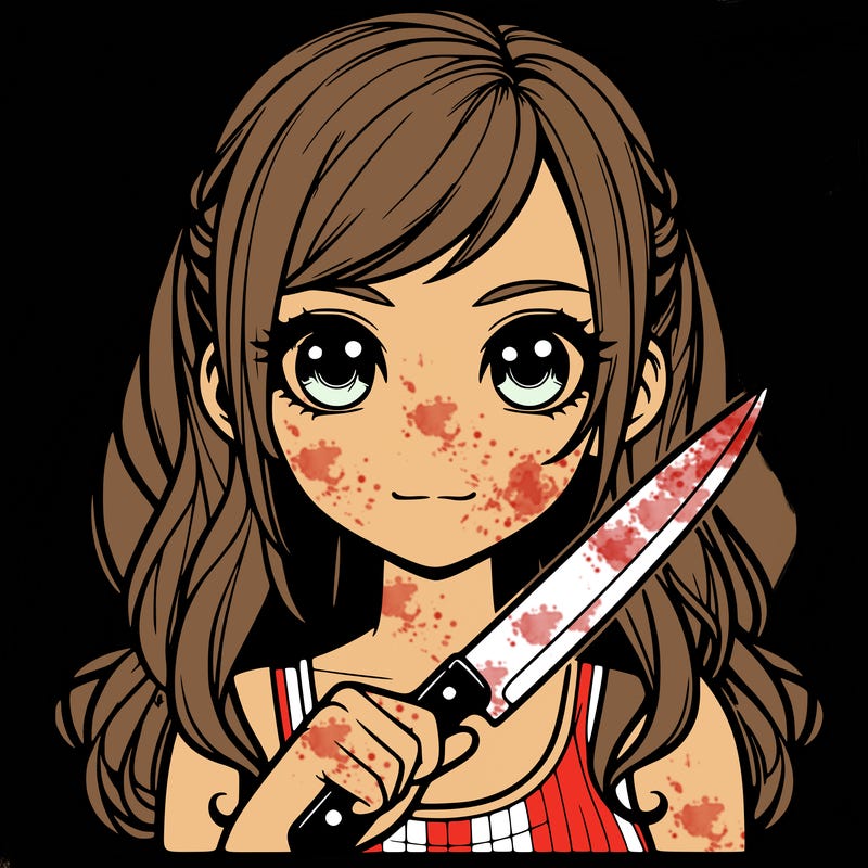 realistic girl holding a knife