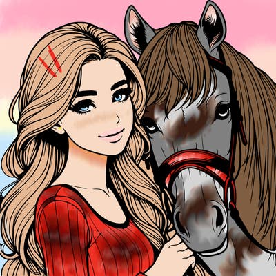 realistic girl with horse