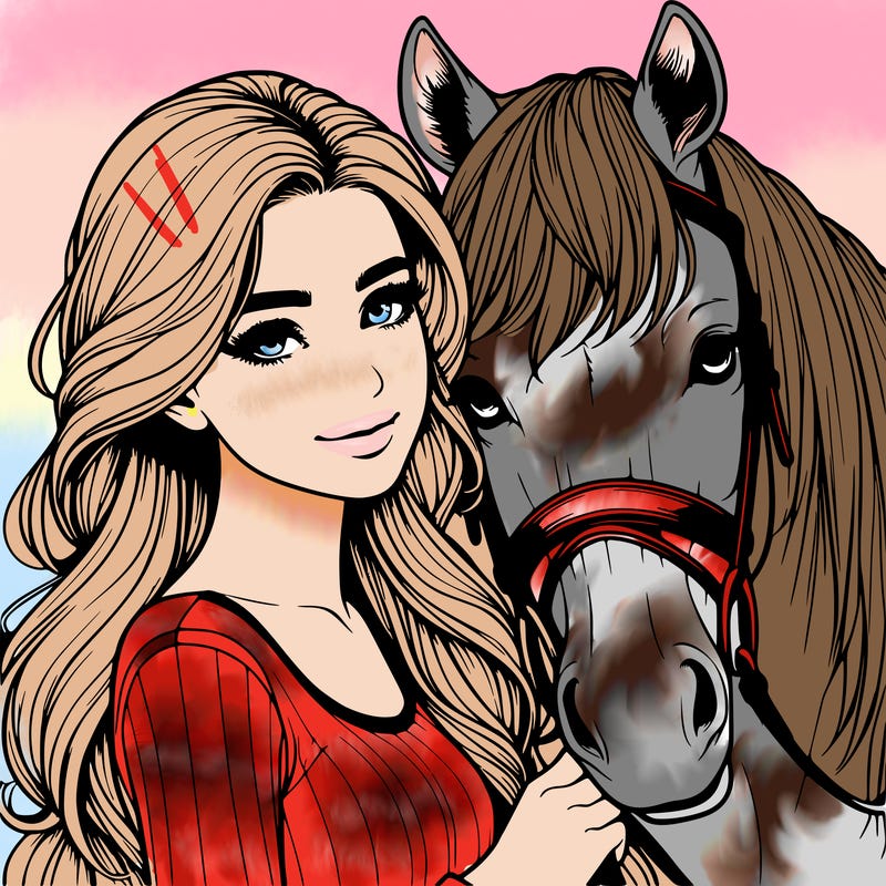 realistic girl with horse