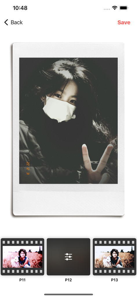 Frame Art: Photo Frames App - User interface of Frame Art app showcasing a photo within a vintage Polaroid border