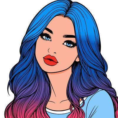 realistic girl with hair on her hair and lips