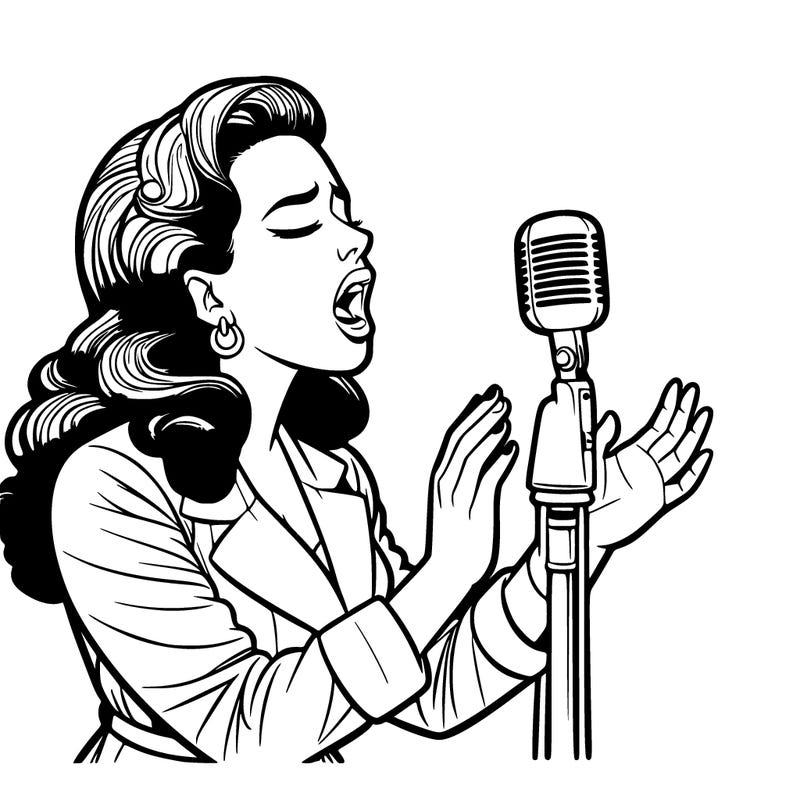 a realistic singer singing