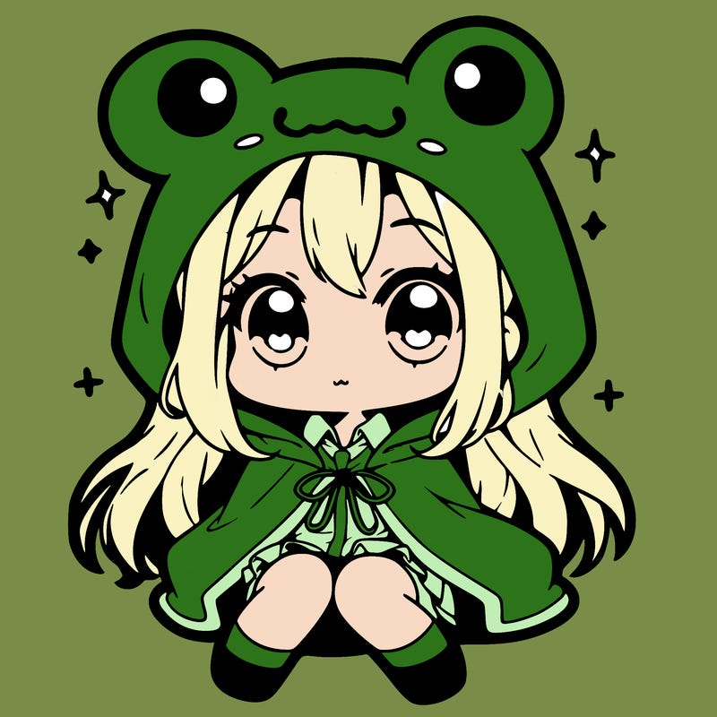 chibi girl with frog hoodie