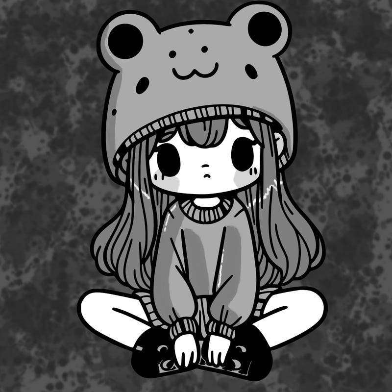 a girl wearing a frog hat and some frog socks