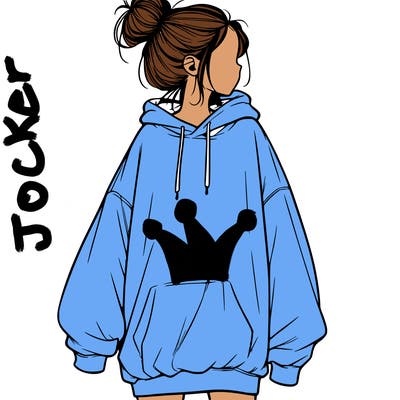 realistic girl with a oversized sweatshirt on and a bun