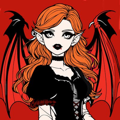 realistic vampire girl with wings