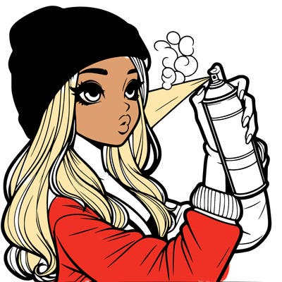 realistic girl spray painting