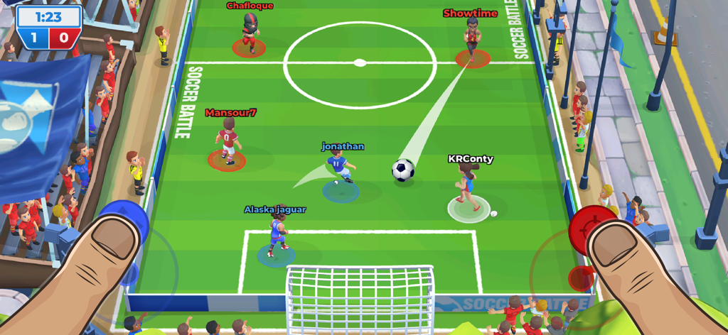 Soccer Battle: Online Football - Partida de futebol arcade multiplayer 3v3 cheia de ação em Soccer Battle