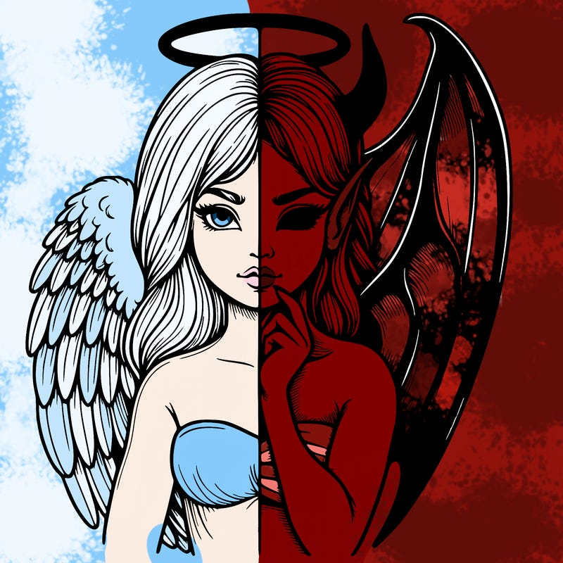 realistic angel half demon