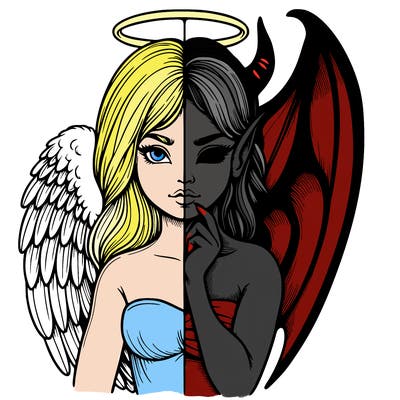 realistic angel half demon