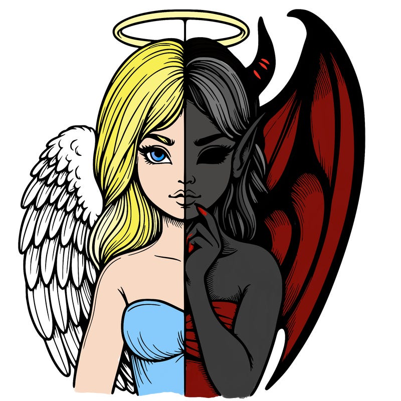 realistic angel half demon