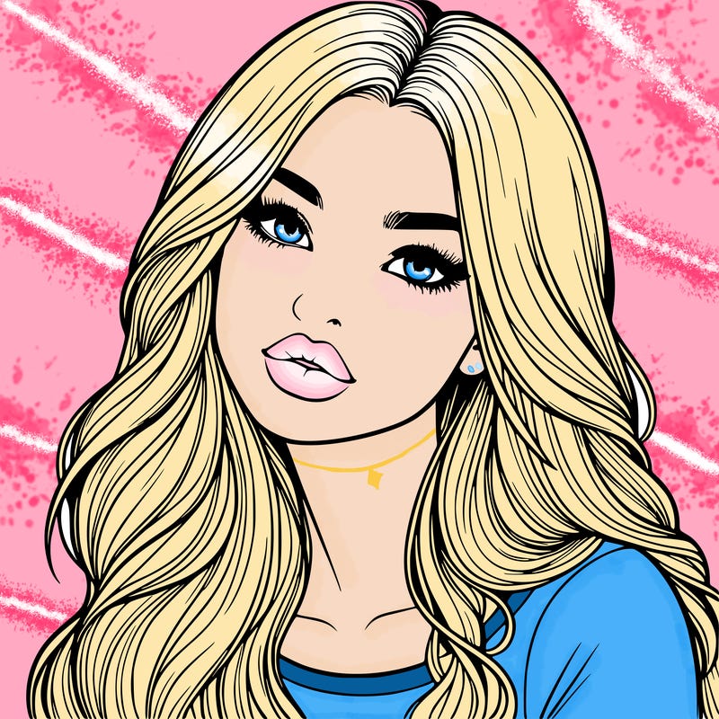 realistic girl with hair on her hair and lips