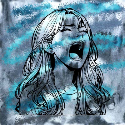 screaming realistic, girl