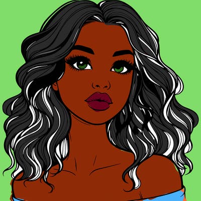 realistic girl with wavy hair and lips