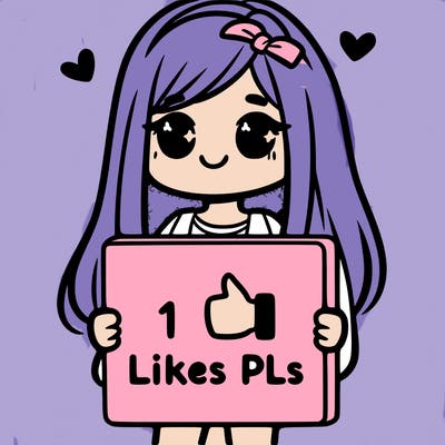 girl holding a sign saying 10 likes pls