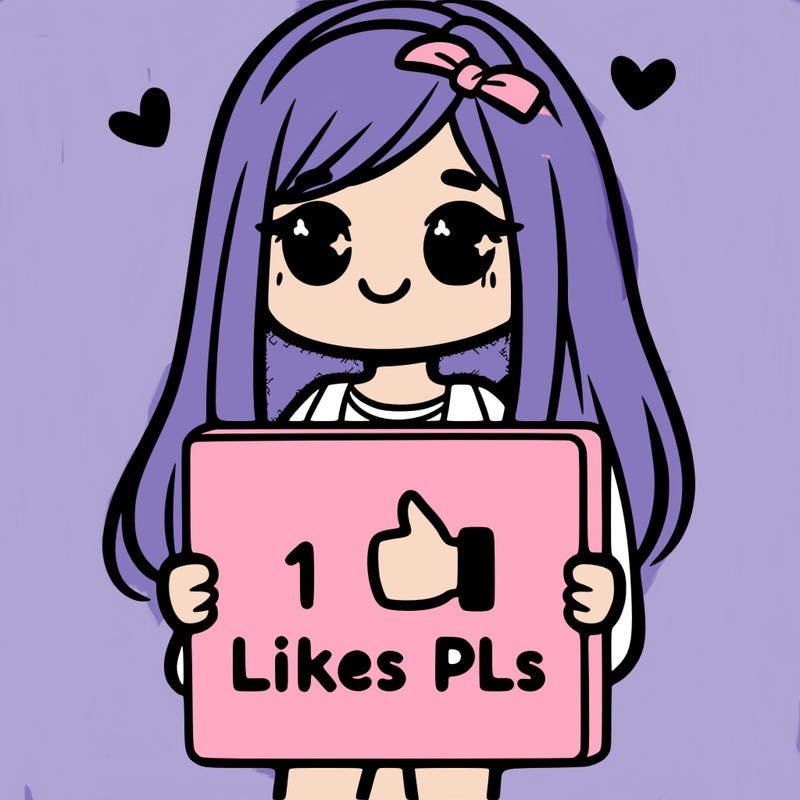 girl holding a sign saying 10 likes pls
