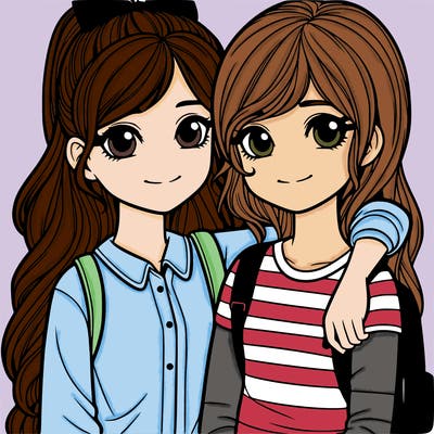 a realistic girl with her best friend
