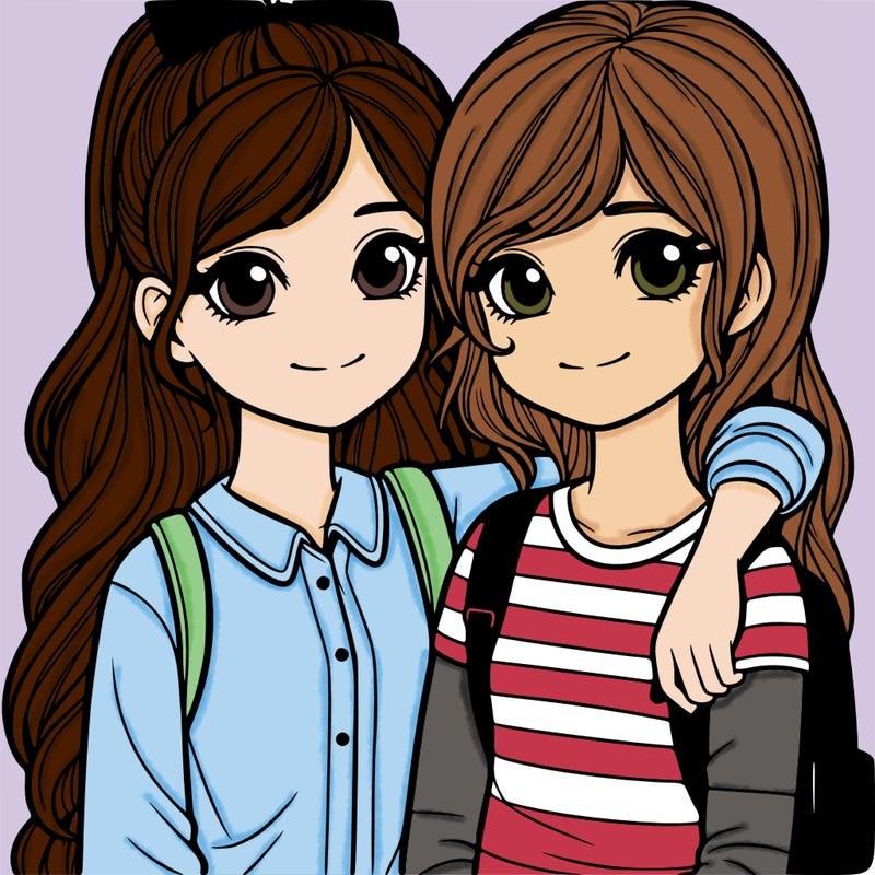 a realistic girl with her best friend