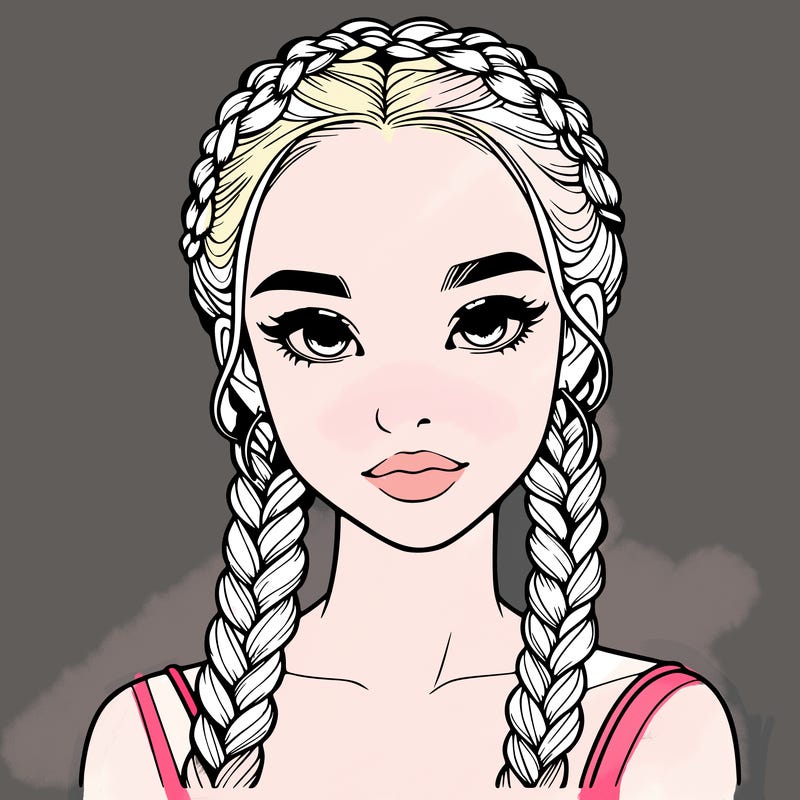realistic girl with braids