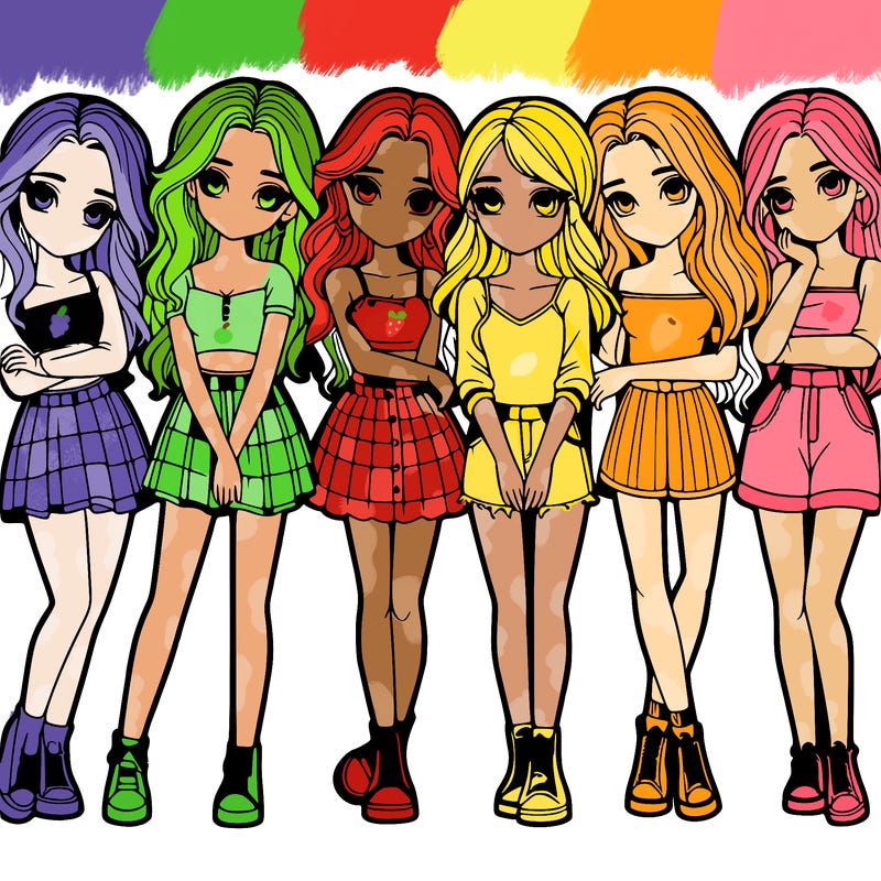 a group of girls realistic