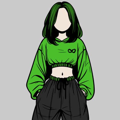 realistic girl faceless with baggy pants and a crop top