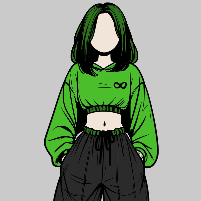 realistic girl faceless with baggy pants and a crop top