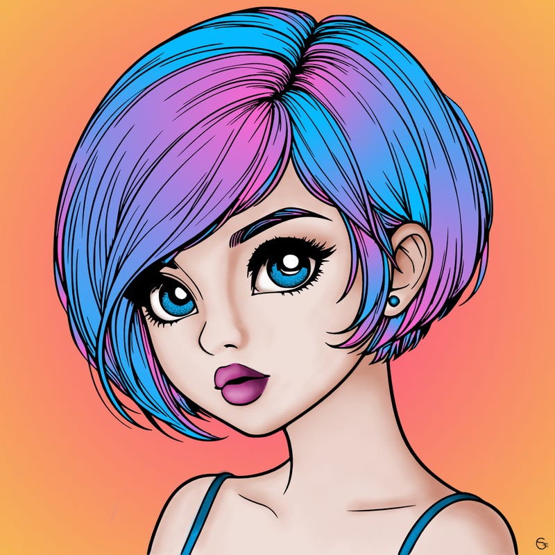 realistic girl with really short hair