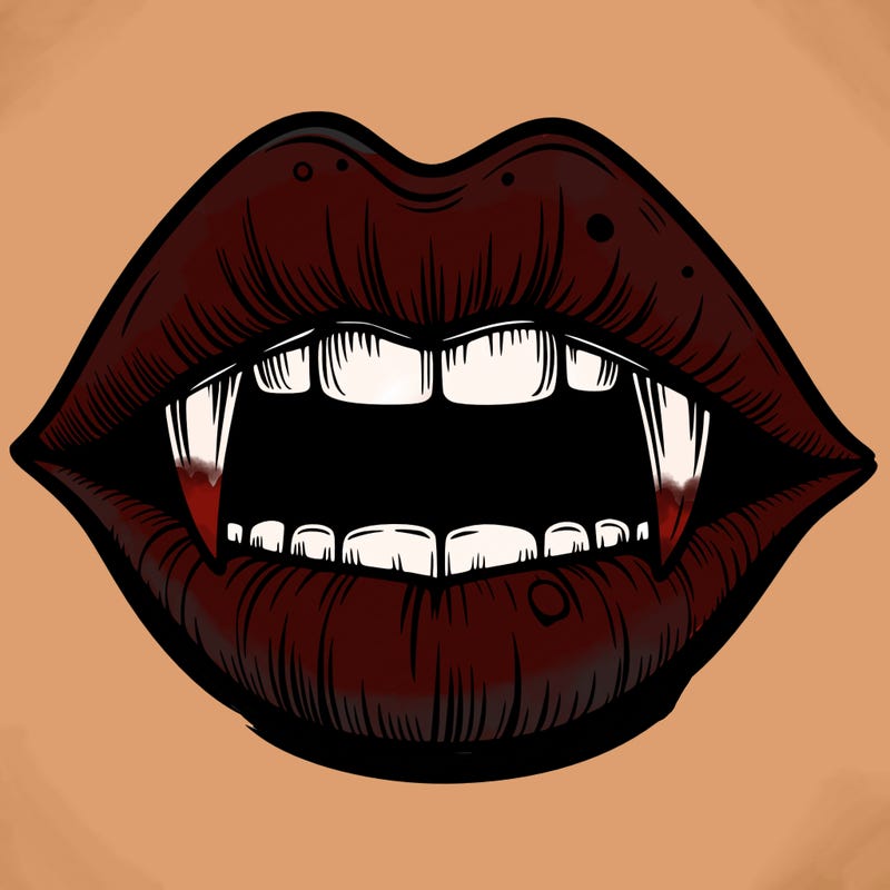 lips with vampire teeth