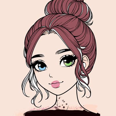 realistic pretty girl with hair in bun