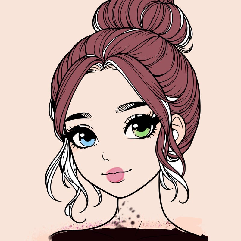 realistic pretty girl with hair in bun