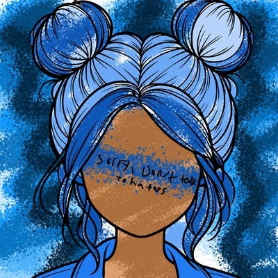 realistic girl with buns on the top of her hair