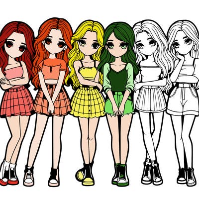 a group of girls realistic
