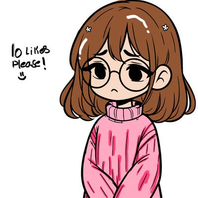 sad girl with glasses in a sweater