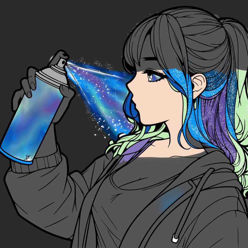 a realistic girl spray, painting