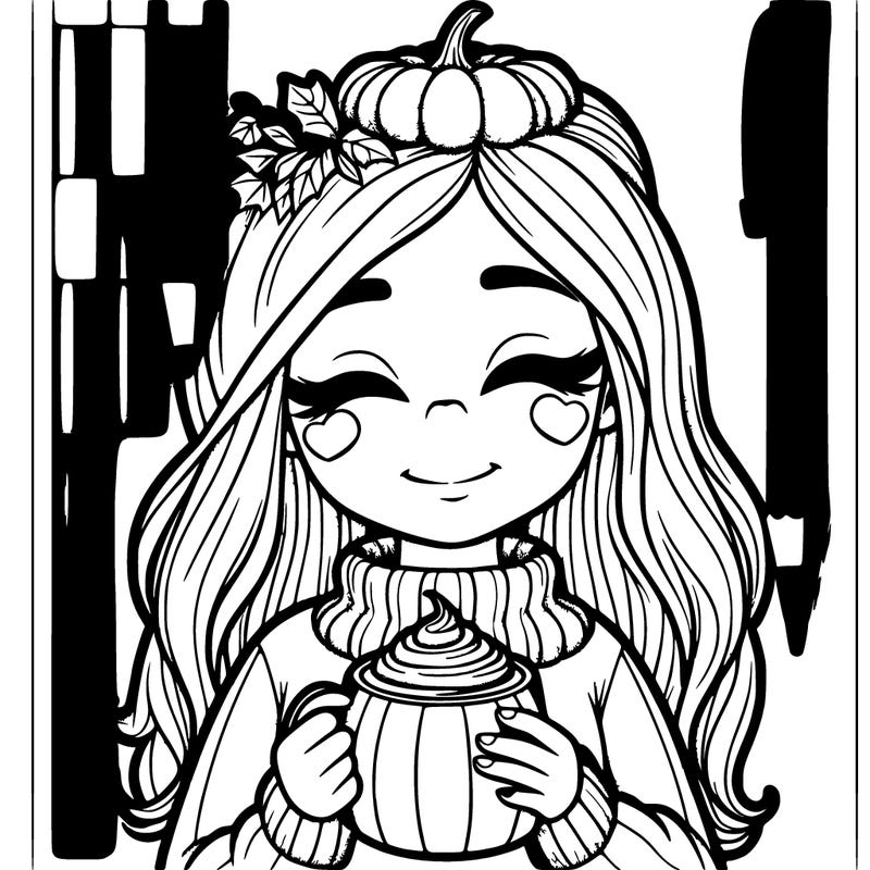 realistic girl drinking pumpkin spice latte coffe