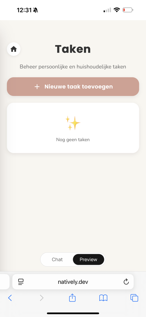Flow Fam - Interfaz de la aplicación Flow Fam para gestionar tareas personales y del hogar con un botón para añadir nuevas tareas