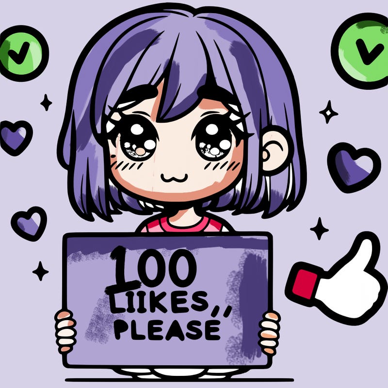 a girl with a sign saying 100 likes, please
