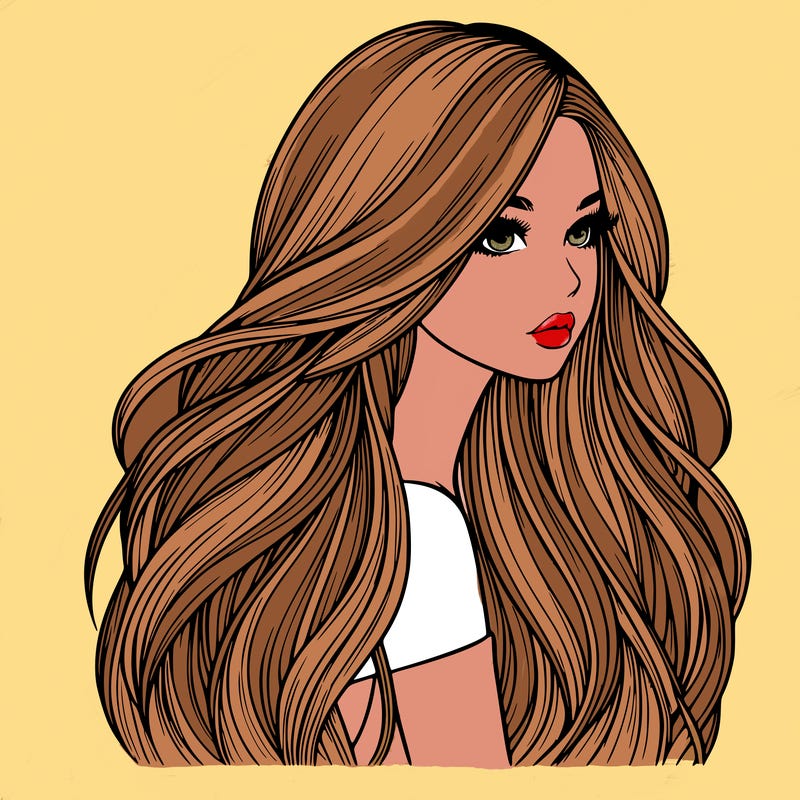 realistic girl with long realistic hair