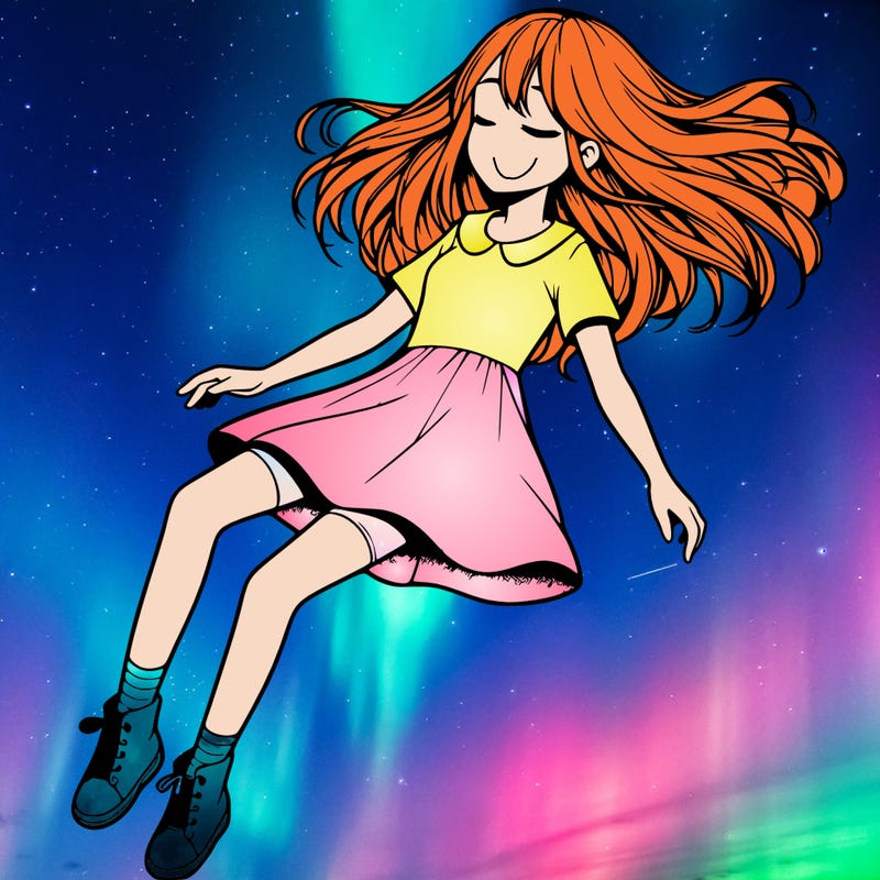 realistic girl floating