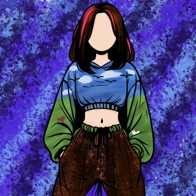 realistic girl faceless with baggy pants and a crop top