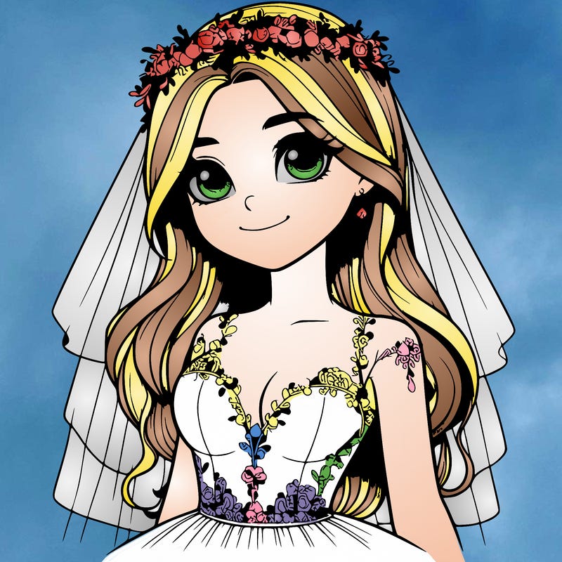 realistic girl in a wedding dress