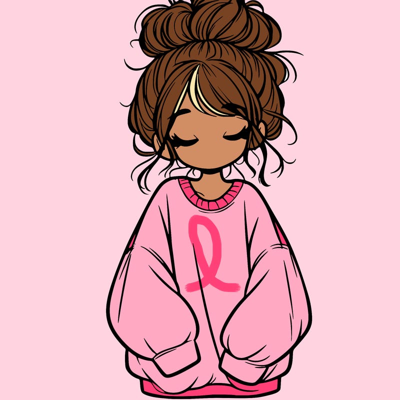girl with baggy sweatshirt and messy bun