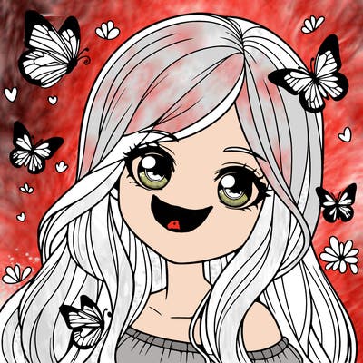 realistic girl with butterflies around her