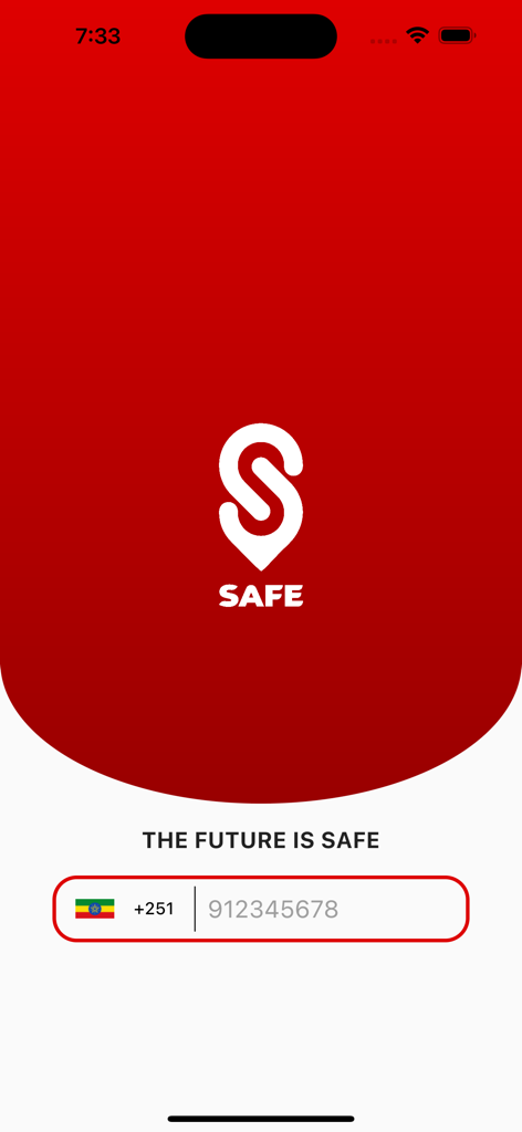 Safe ET - Safe ET ride-hailing app login screen with Ethiopian phone number input and safe passenger logo