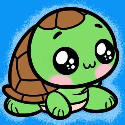 cute little animated turtle