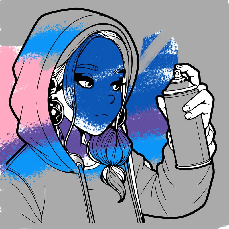 a realistic girl, spray painting