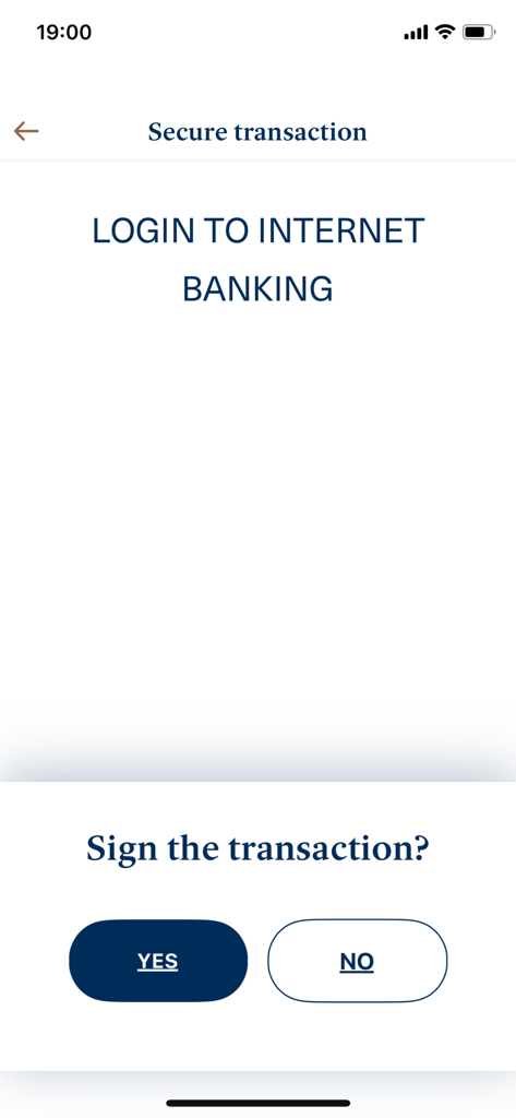 PPF banka e-Token - PPF banka e-Token mobile app screen showing a secure transaction sign request for internet banking login